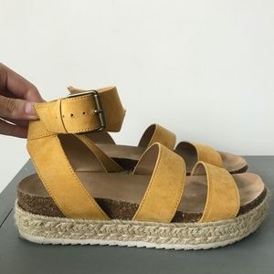 Yellow Espadrille Platform Sandals 9